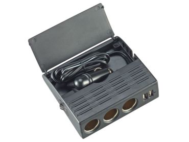 Triple Socket Adaptor w/Two USB Ports